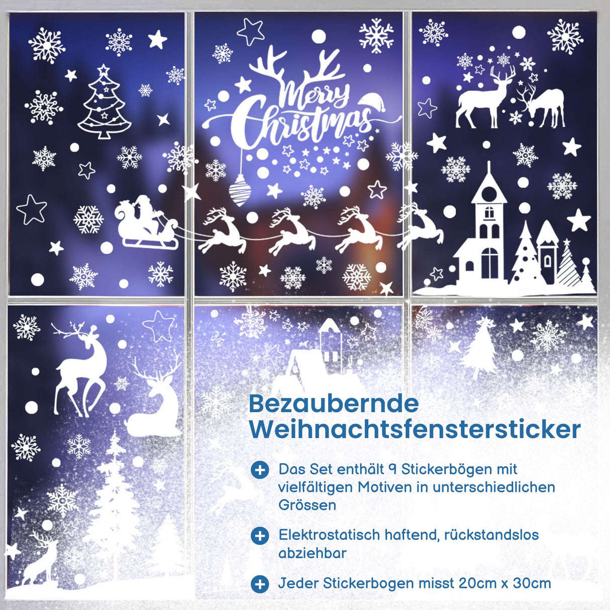 Fenstersticker Weihnachtsaufkleber Merry Christmas DIY Deko Glasfenster