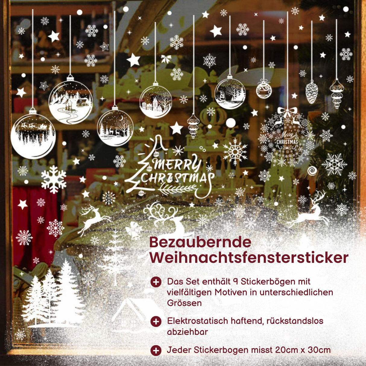 Fenstersticker Merry Christmas Happy New Year Weihnachtsaufkleber DIY Deko Glasfenster