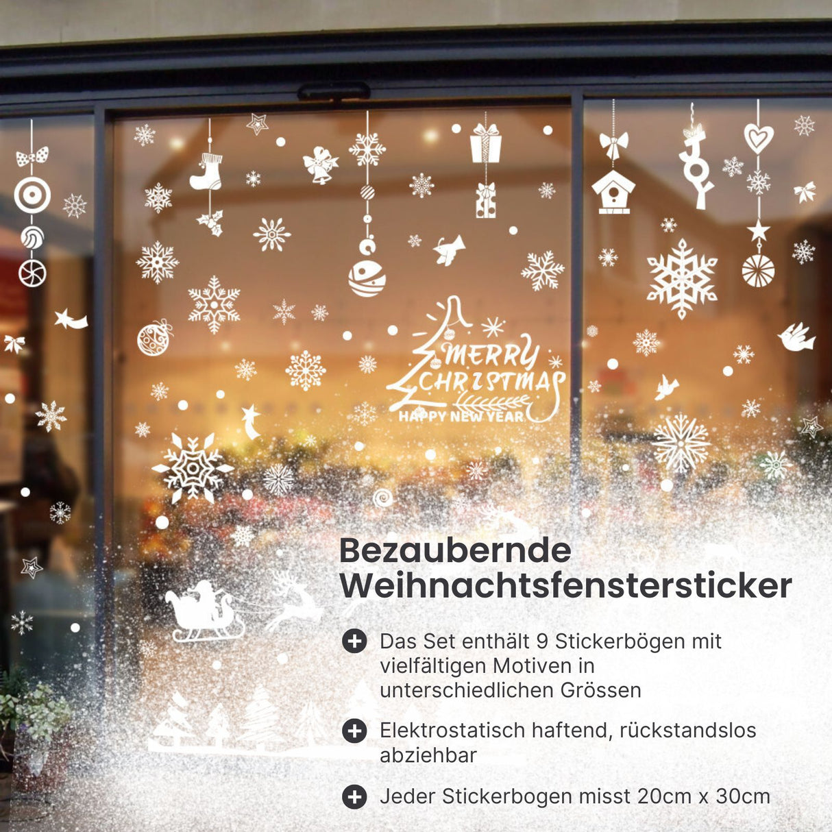Fensterbilder Weihnachtssticker klebbar mit festlichen Motiven Weihnachtsaufkleber