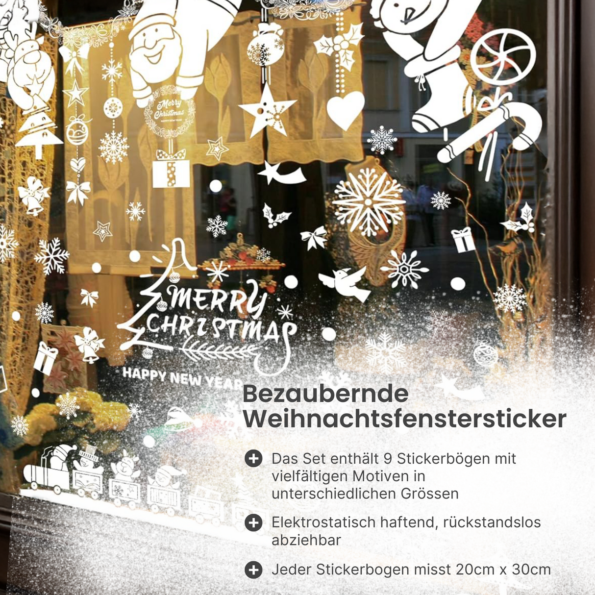 Weihnachtssticker Fensterbilder klebbar mit festlichen Motiven Weihnachtsaufkleber