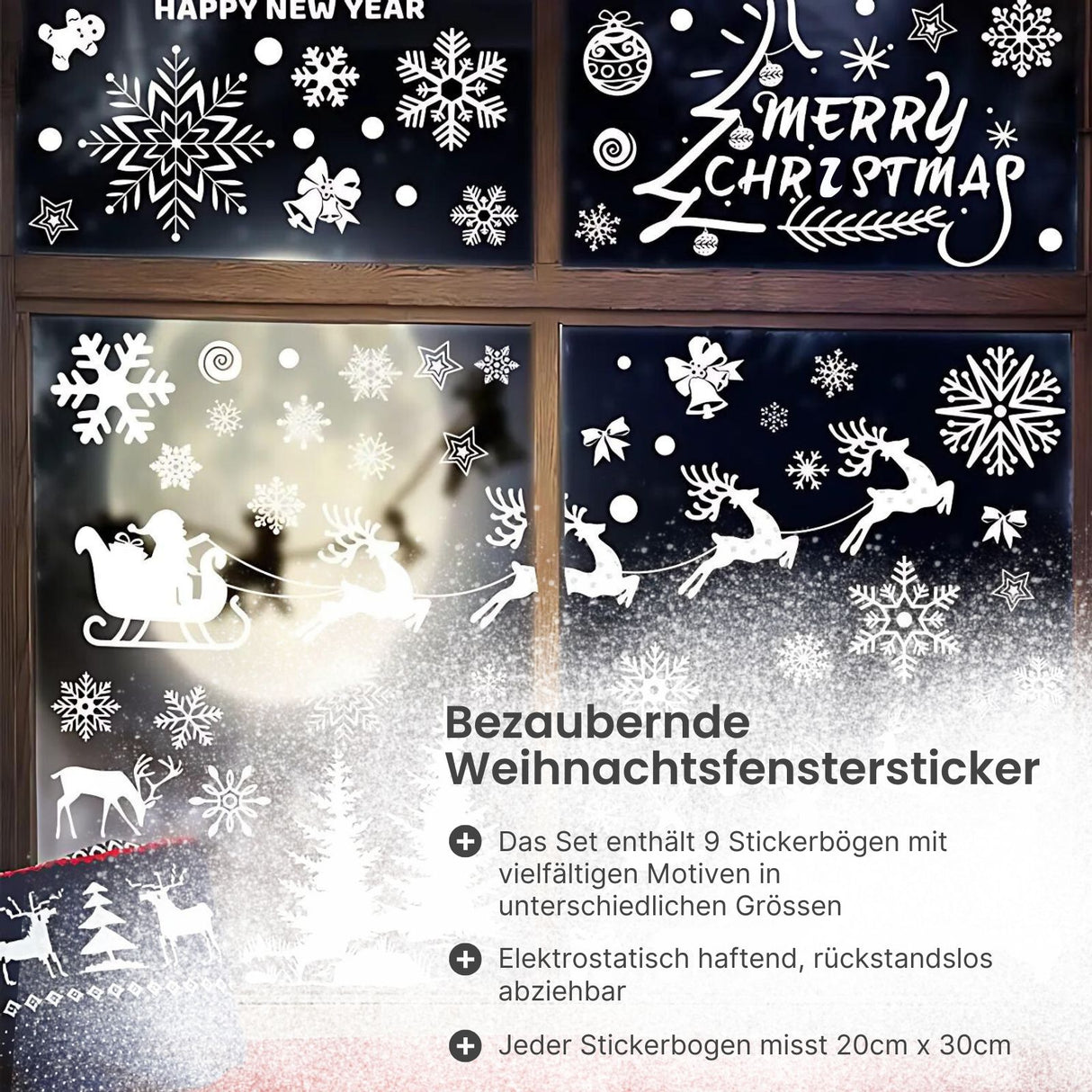 Festliche Motive Weihnachtssticker Fensterbilder klebbar Weihnachtsaufkleber