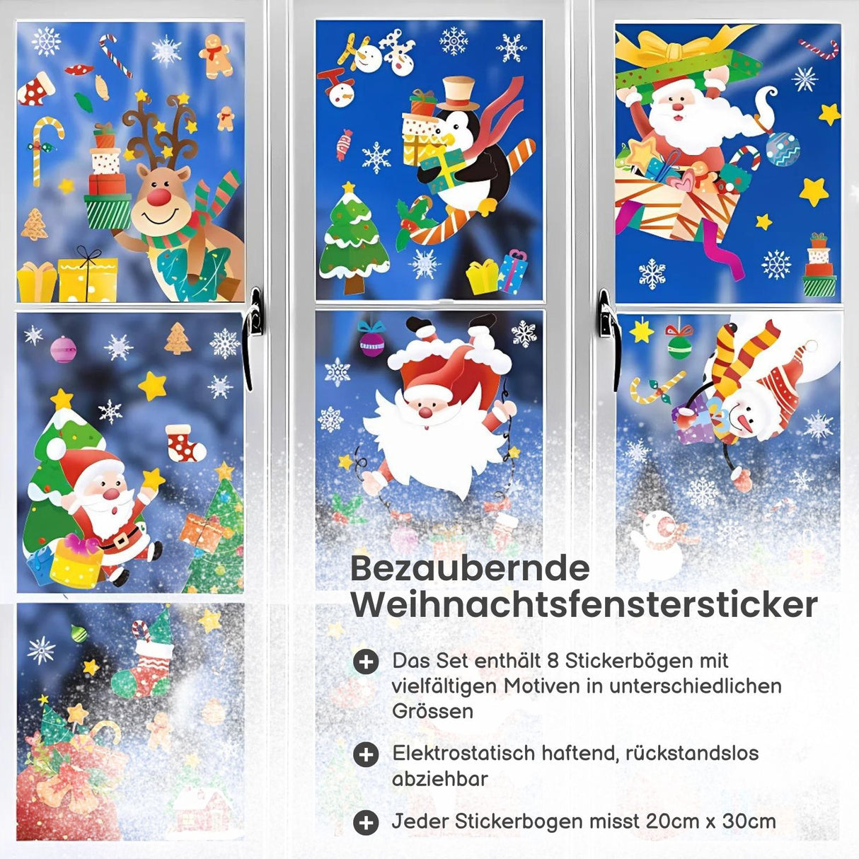 Weihnachtssticker Nikolaus Weihnachtsmann klebbar Fensterbilder Weihnachtsaufkleber