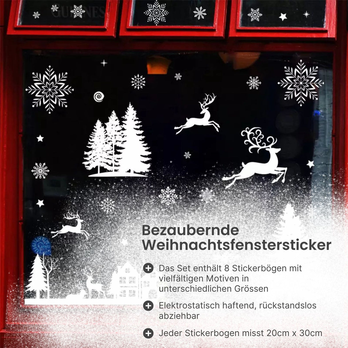 Weihnachtsaufkleber für Fenster Weihnachtssticker Schneeflocken Tannen klebbar Fensterbilder
