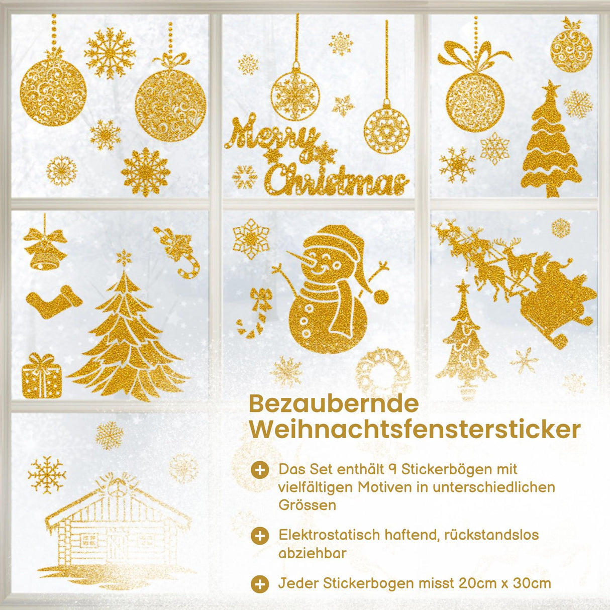 DIY Deko Weihnachtsaufkleber Fenstersticker Merry Christmas Happy New Year