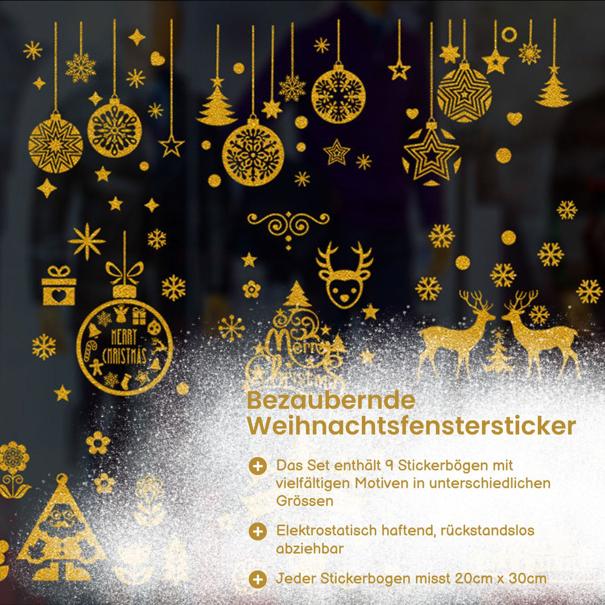 Merry Christmas Weihnachtsaufkleber Happy New Year Fenstersticker DIY Deko