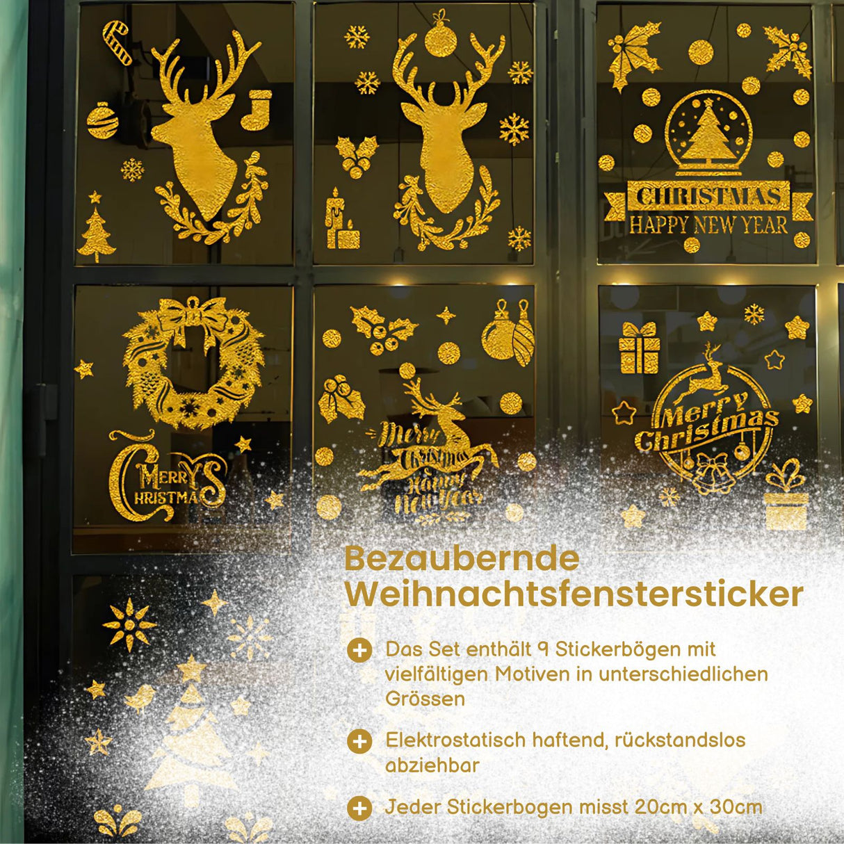 Fenstersticker Merry Christmas Happy New Year Weihnachtsaufkleber DIY Deko