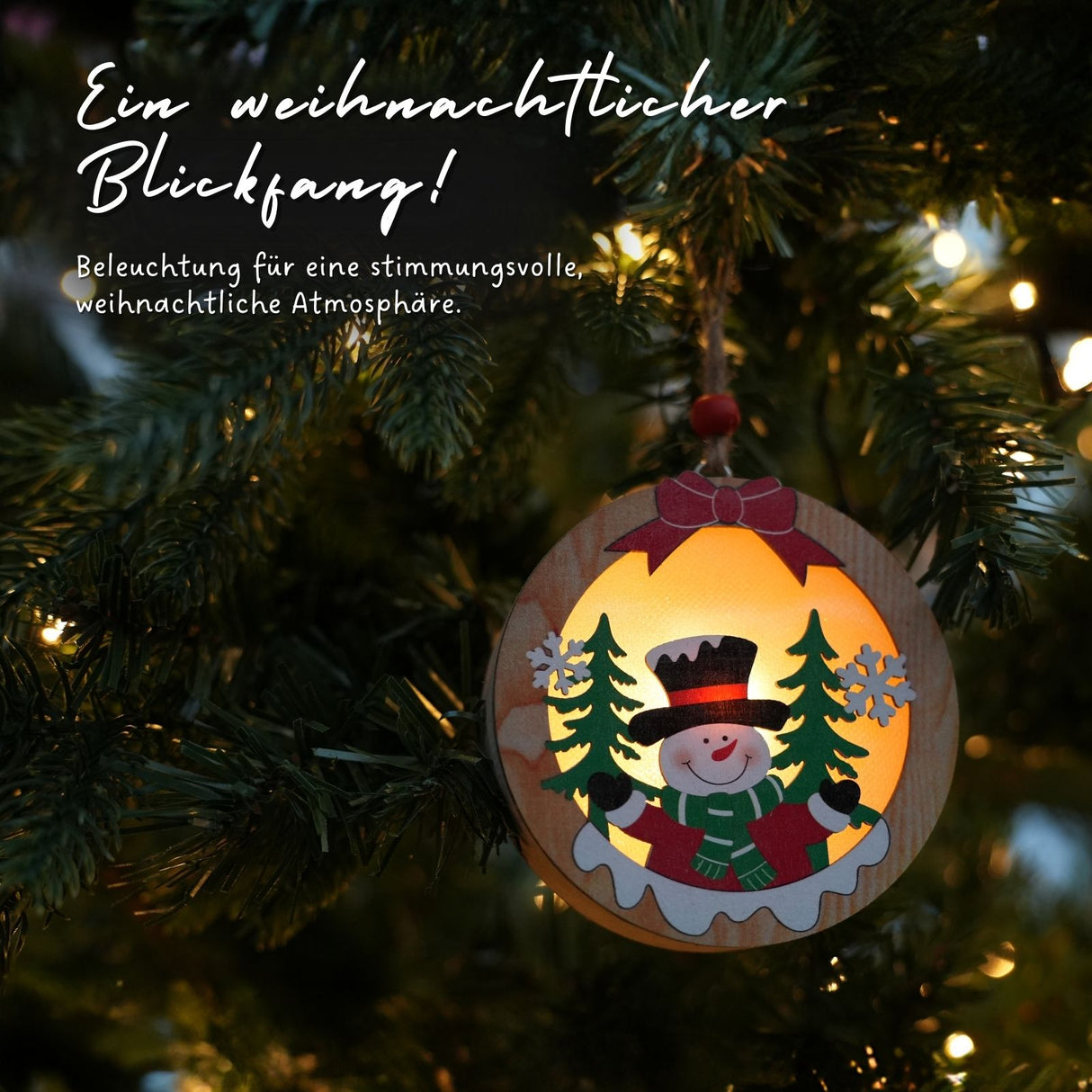 LED-Weihnachtsschmuck Weihnachtsdekoration Weihnachtsbaum-Anhänger Holzdeko