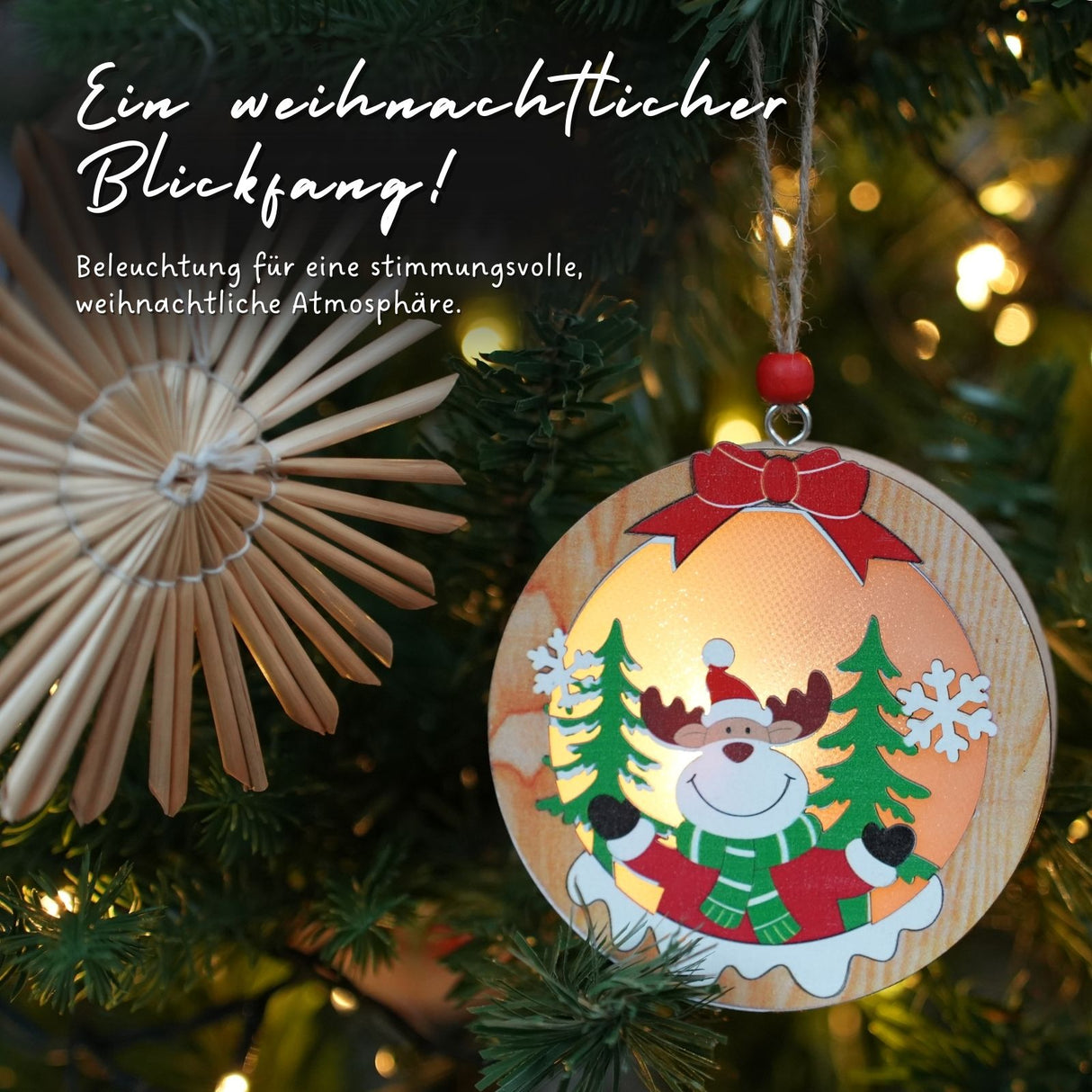 LED-Weihnachtsbaum-Anhänger Weihnachtsschmuck Weihnachtsdekoration Holzdeko