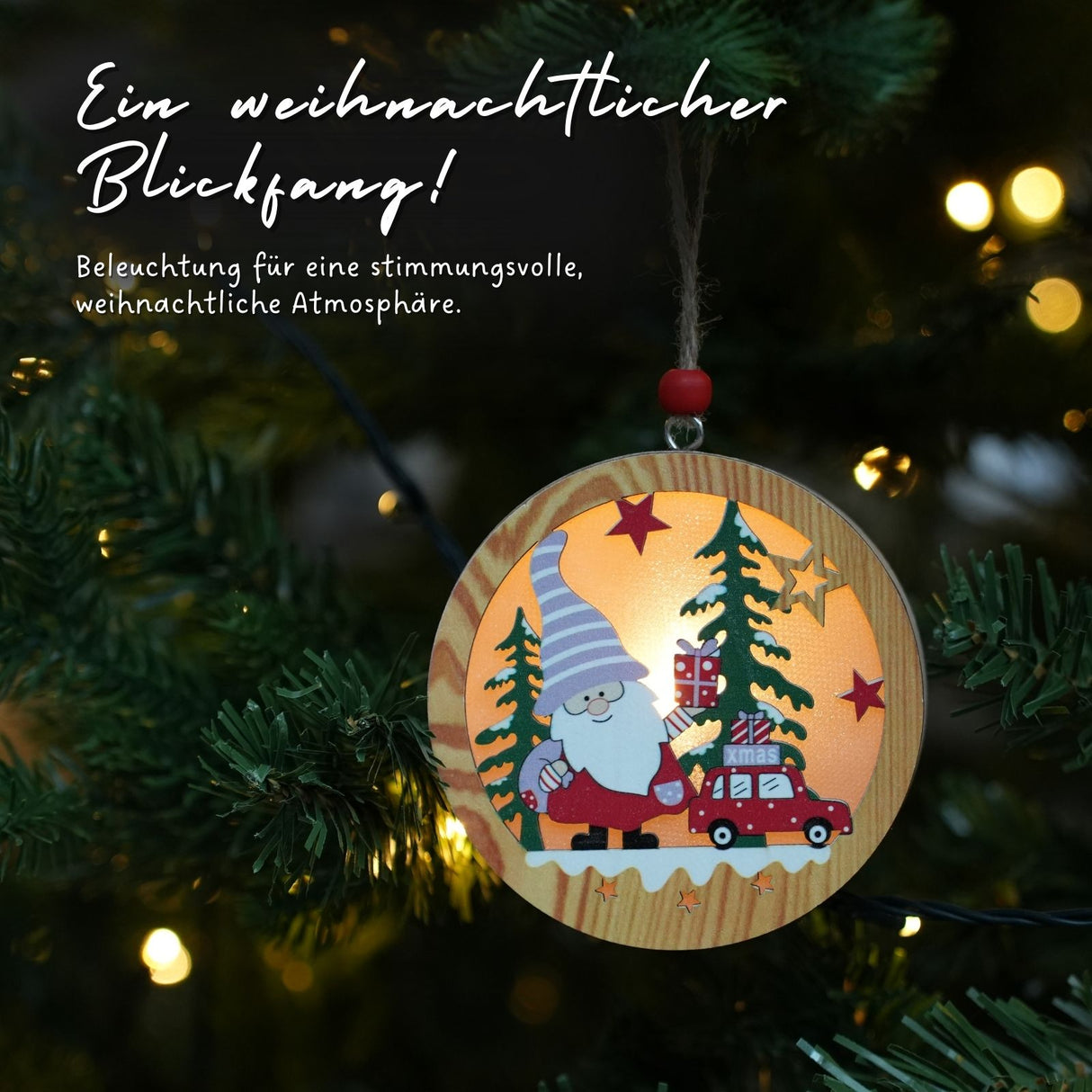 LED-Holzdeko Weihnachtsbaum-Anhänger Weihnachtsschmuck Weihnachtsdekoration
