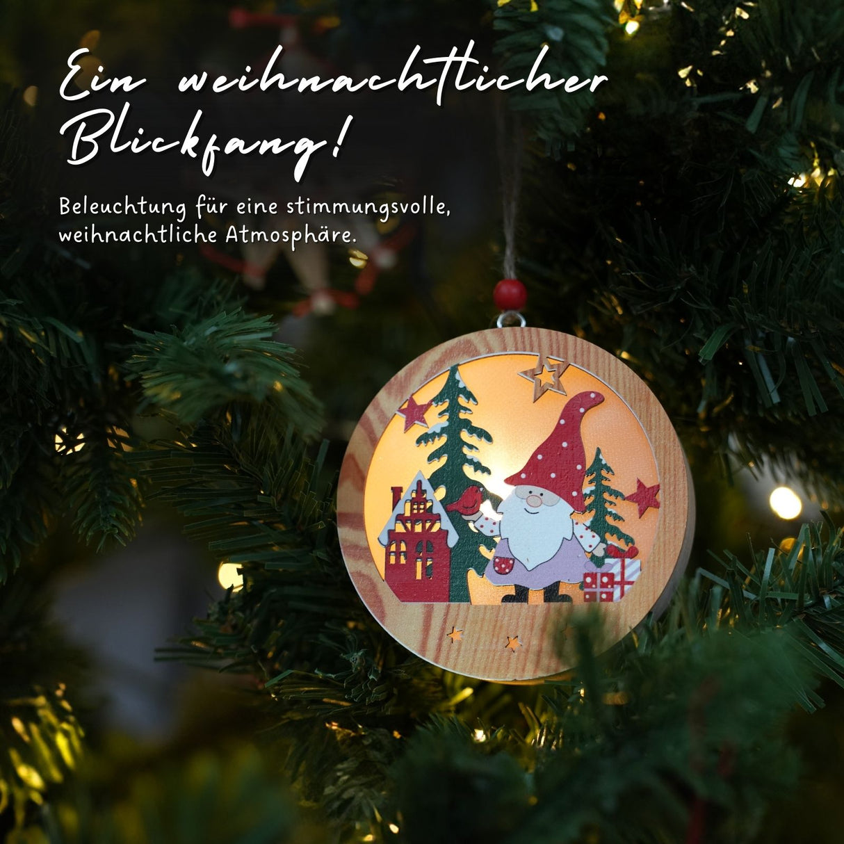 LED-Holzdeko Weihnachtsdekoration Weihnachtsbaum-Anhänger Weihnachtsschmuck