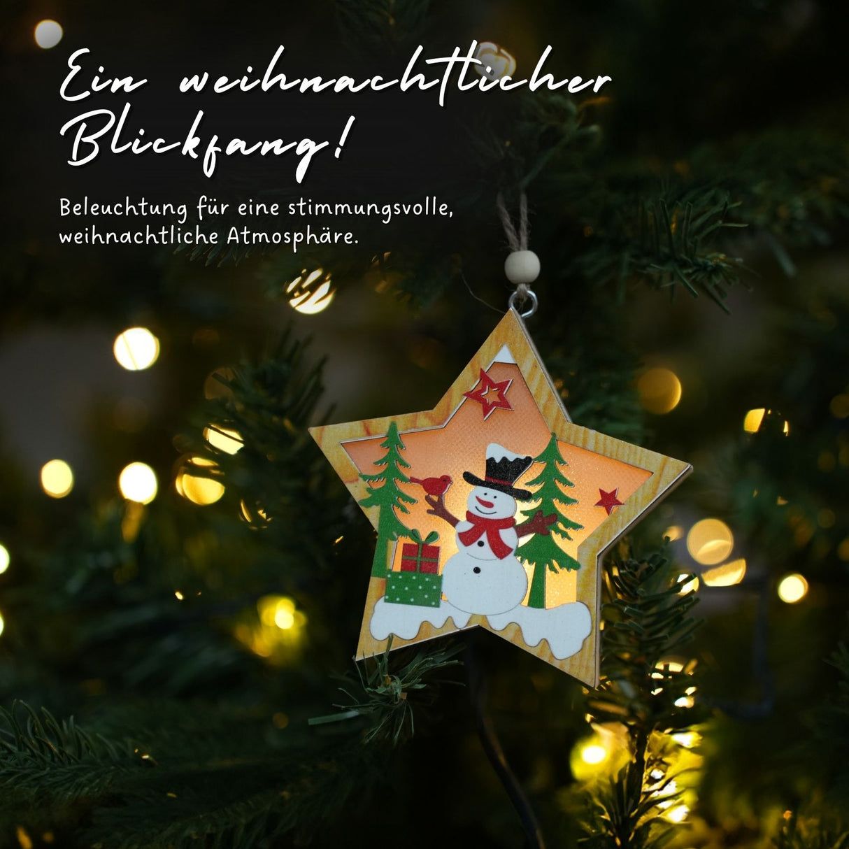LED-Weihnachtsbaum-Anhänger Weihnachtsschmuck Holzdeko Weihnachtsdekoration