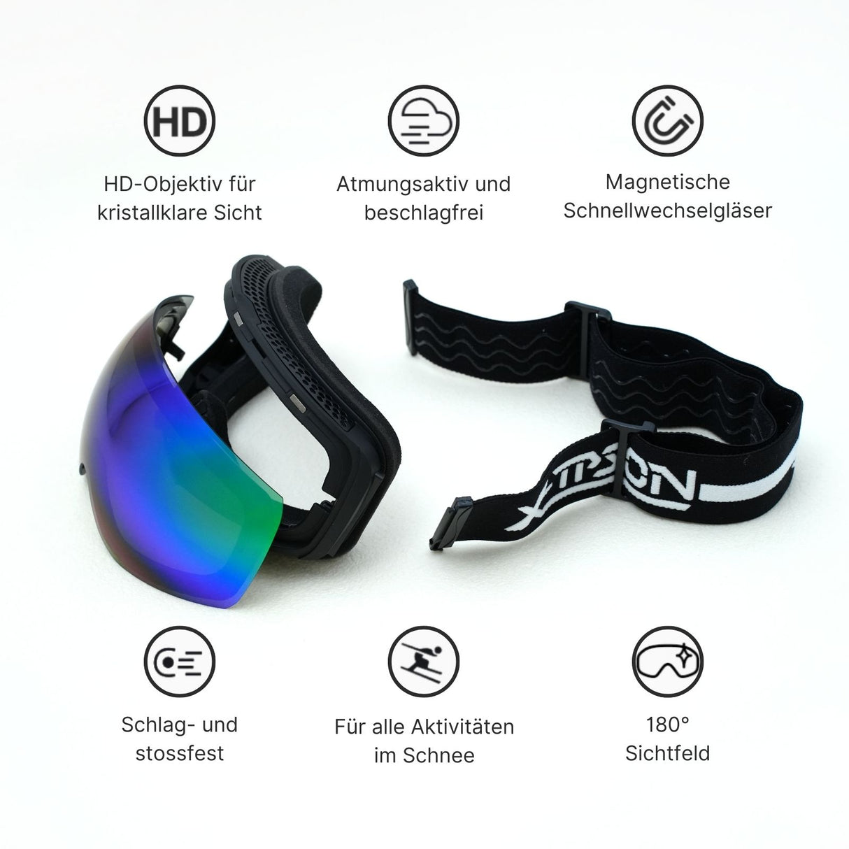 Magnetische Skibrille Wintersportbrille Schutzbrille Snowboardbrille