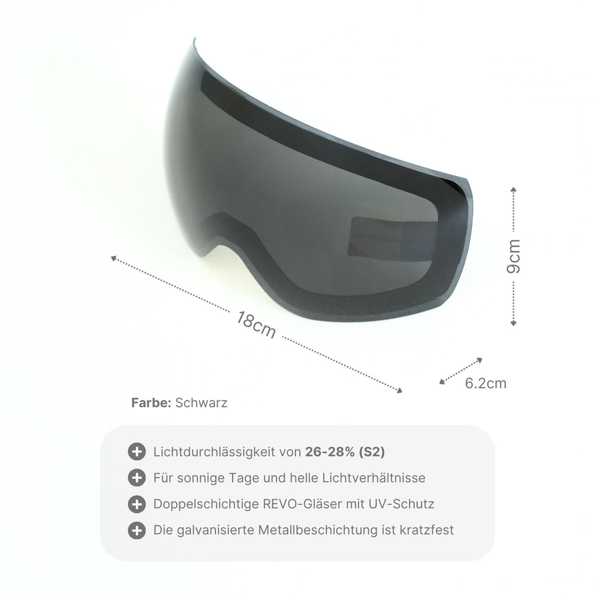 Ersatzglas für magnetische Skibrille Snowboardbrillenglas Skibrillenglas Wechselglas