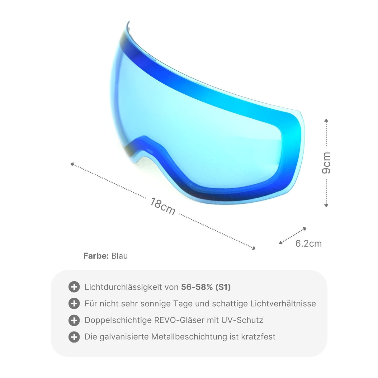 Wechselglas für magnetische Skibrille Ersatzglas Snowboardbrillenglas Skibrillenglas