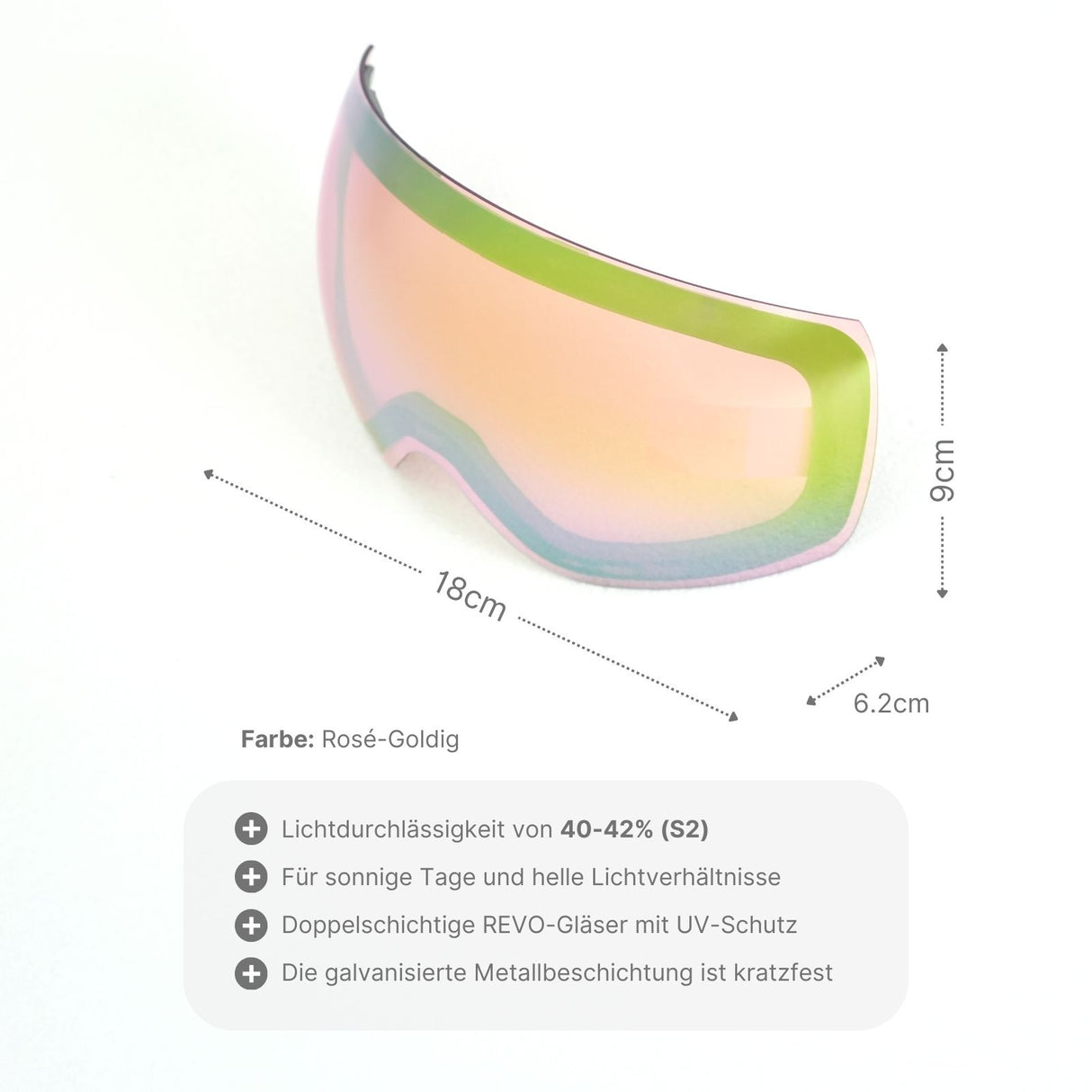 Wechselglas für magnetische Skibrille Snowboardbrillenglas Ersatzglas Skibrillenglas