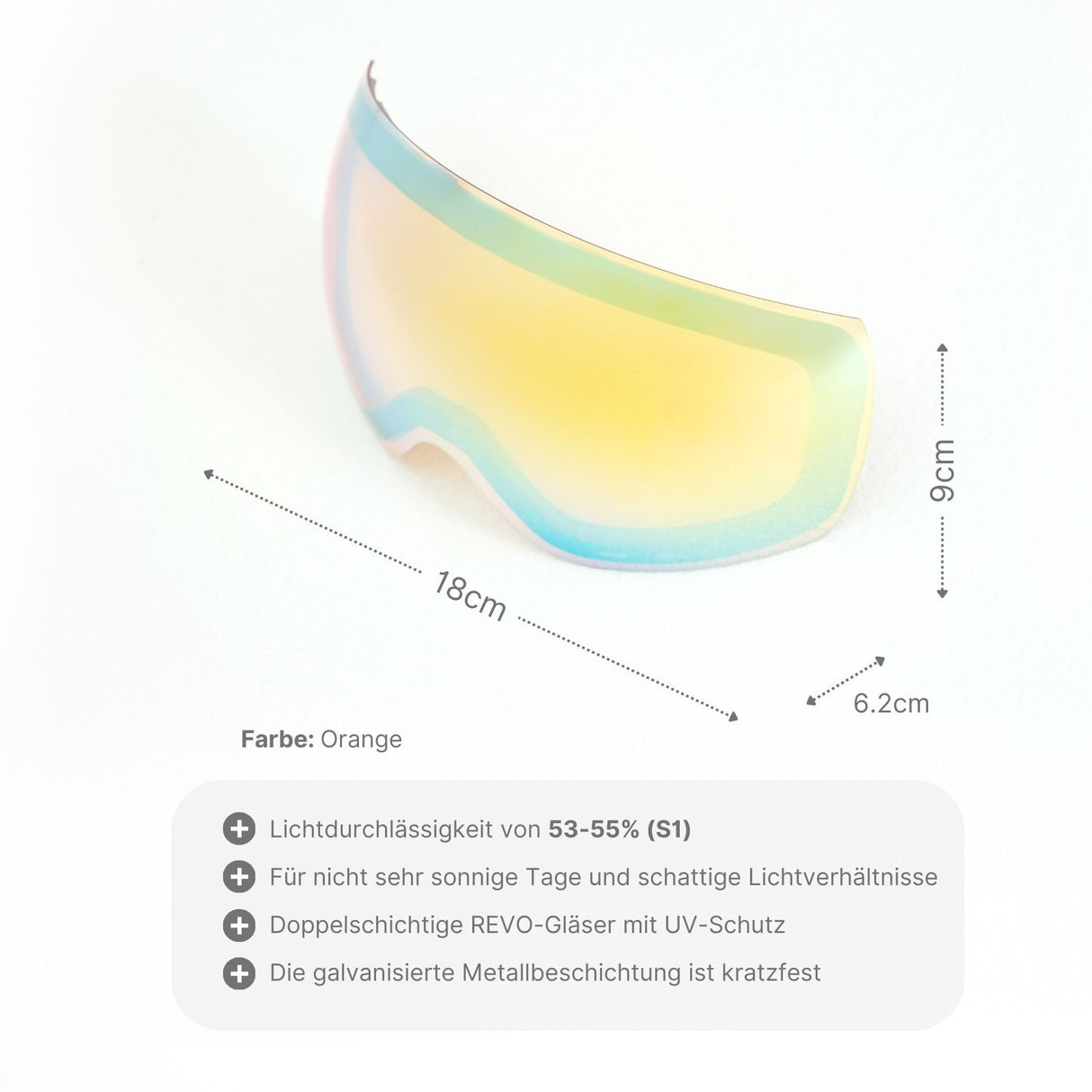 Snowboardbrillenglas Wechselglas für magnetische Skibrille Ersatzglas Skibrillenglas