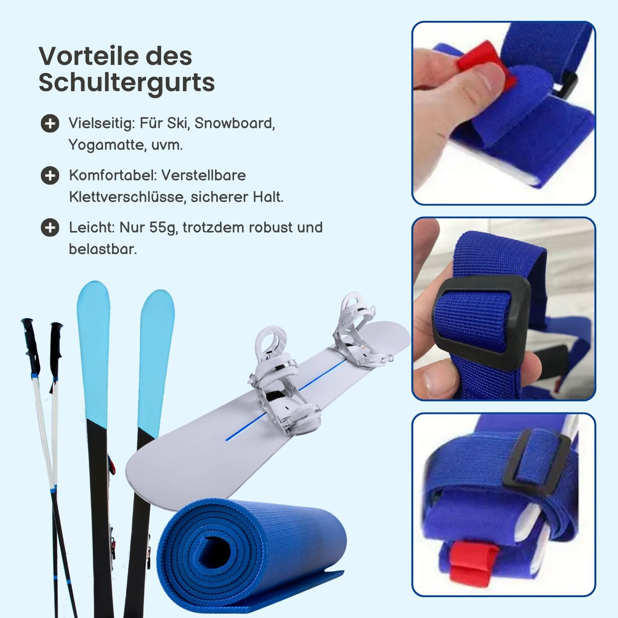 Tragegurt Ski- und Snowboard-Schultergurt E-Trottinette-Trageriemen Stativ-Gurt