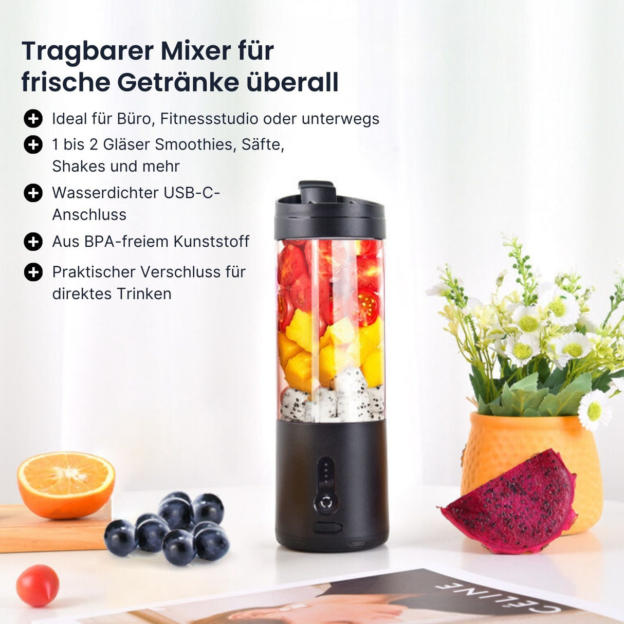 Portabler Mixer Entsafter Smoothie Maker Blender Standmixer Mixer To Go
