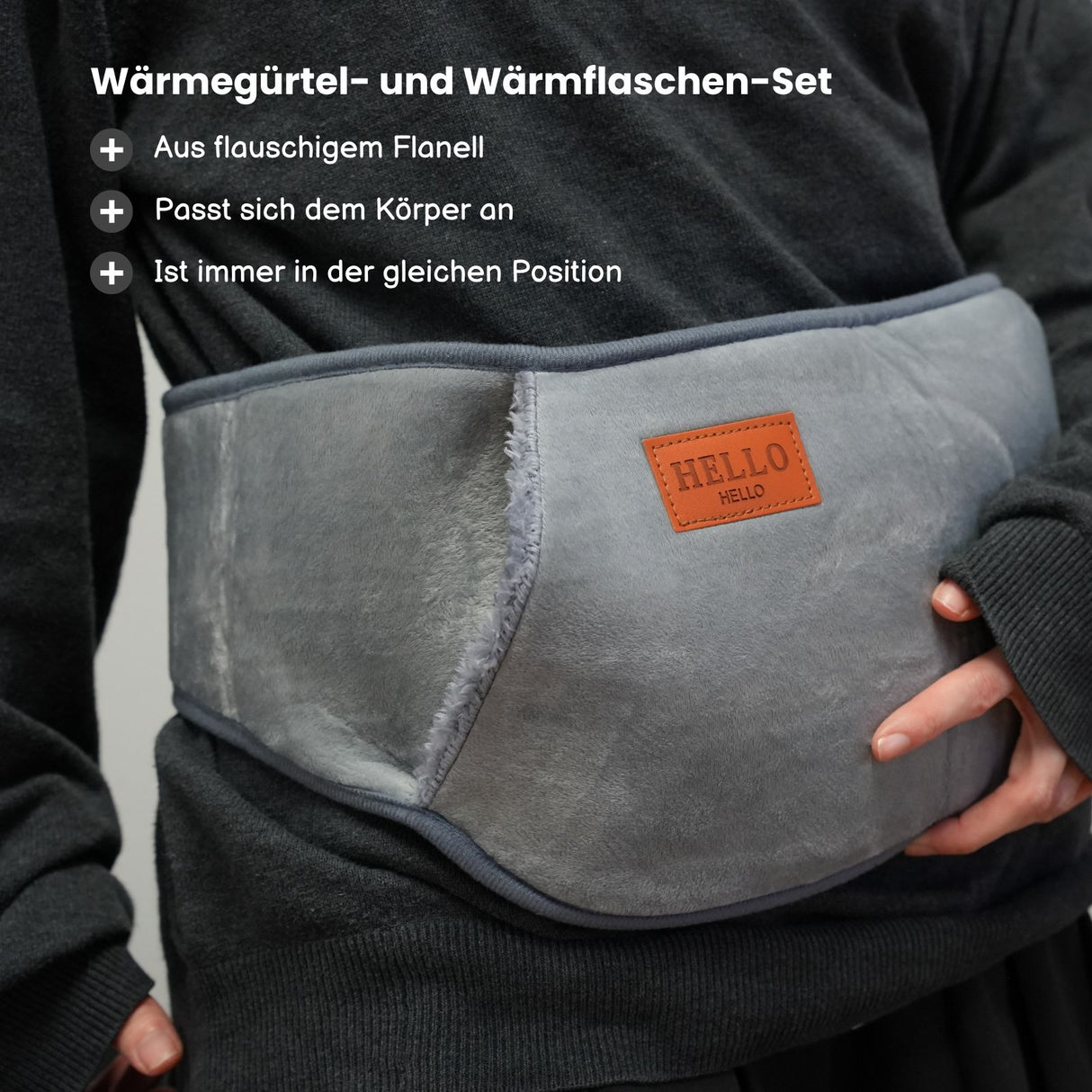 Wärmegürtel- und Wärmflaschen-Set Handwärmer Bauchwärmer Heizflasche