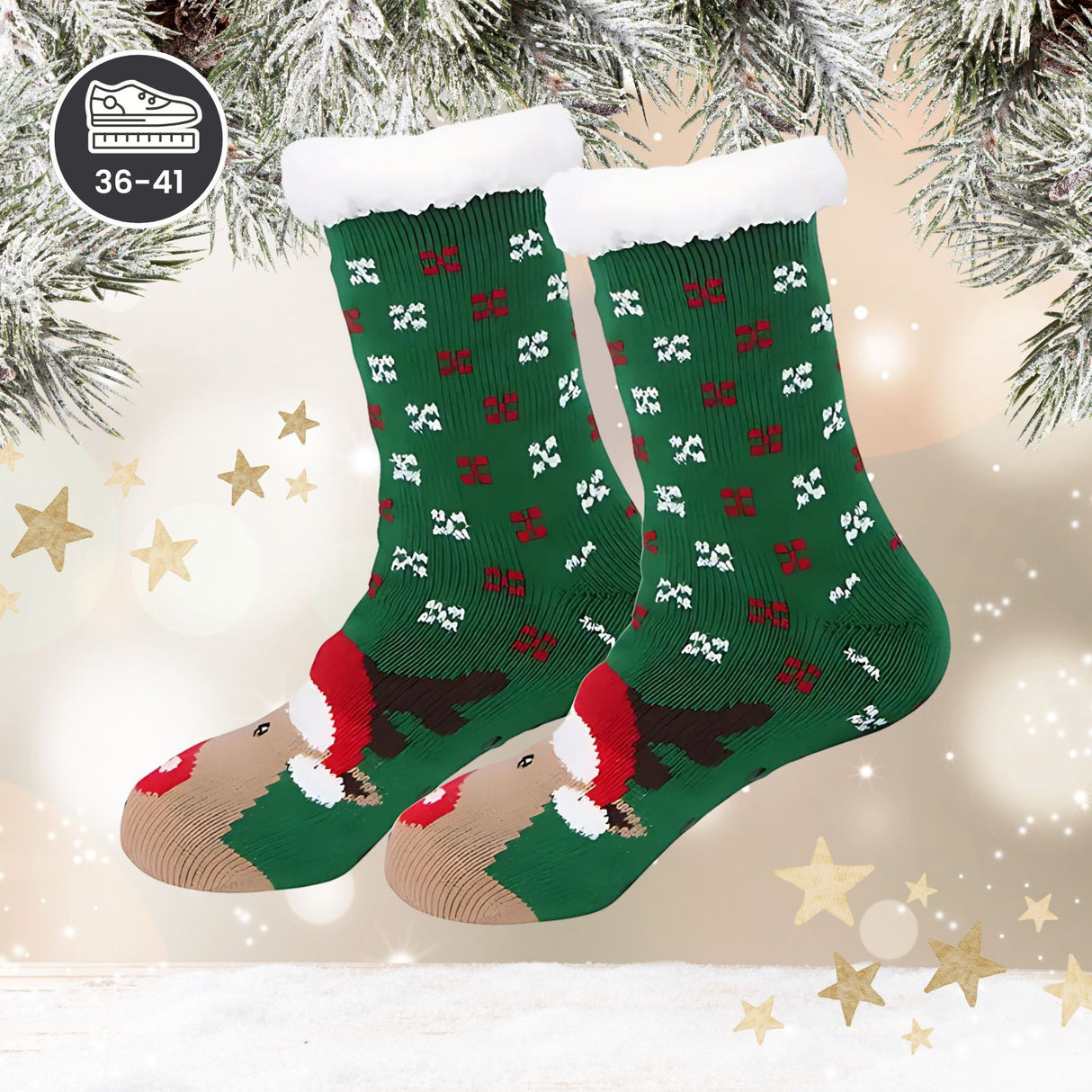 Weihnachtssocken Gr. 36-41 Wintersocken Kuschelsocken Fuzzy-Socken