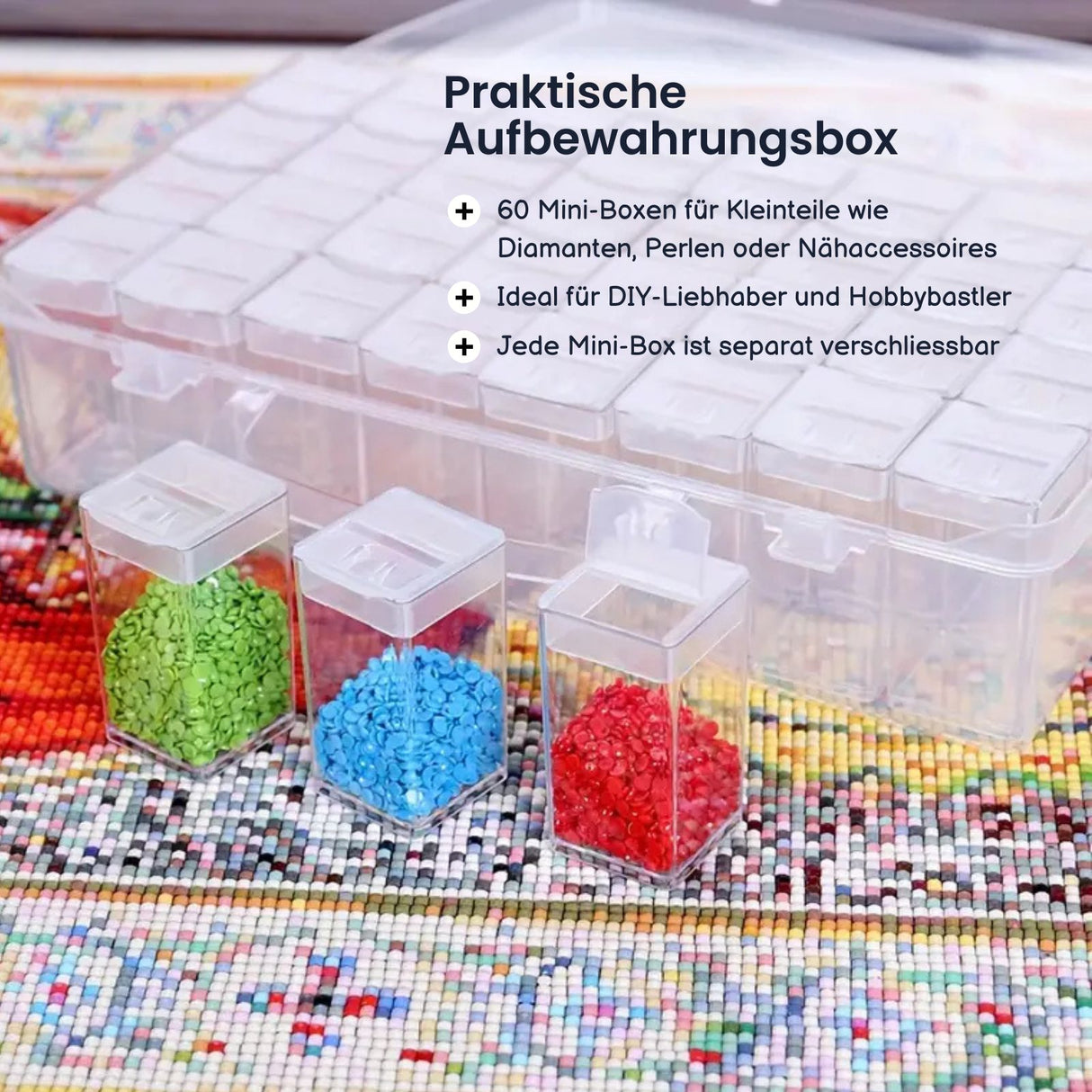 Aufbewahrungsbox DIY-Diamond Painting-Organizer Sortierbox mit Aufklebern