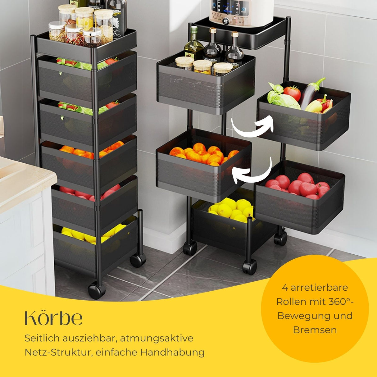 Servierwagen Küchenwagen Organizer Aufbewahrungsregal Rollwagen