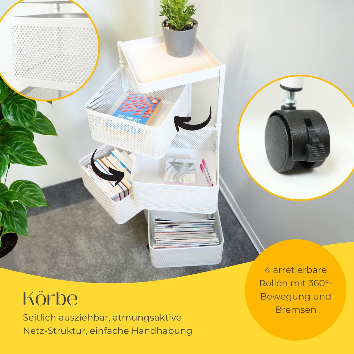 Küchenwagen Rollwagen Servierwagen Organizer Aufbewahrungsregal Aufbewahrungskorb