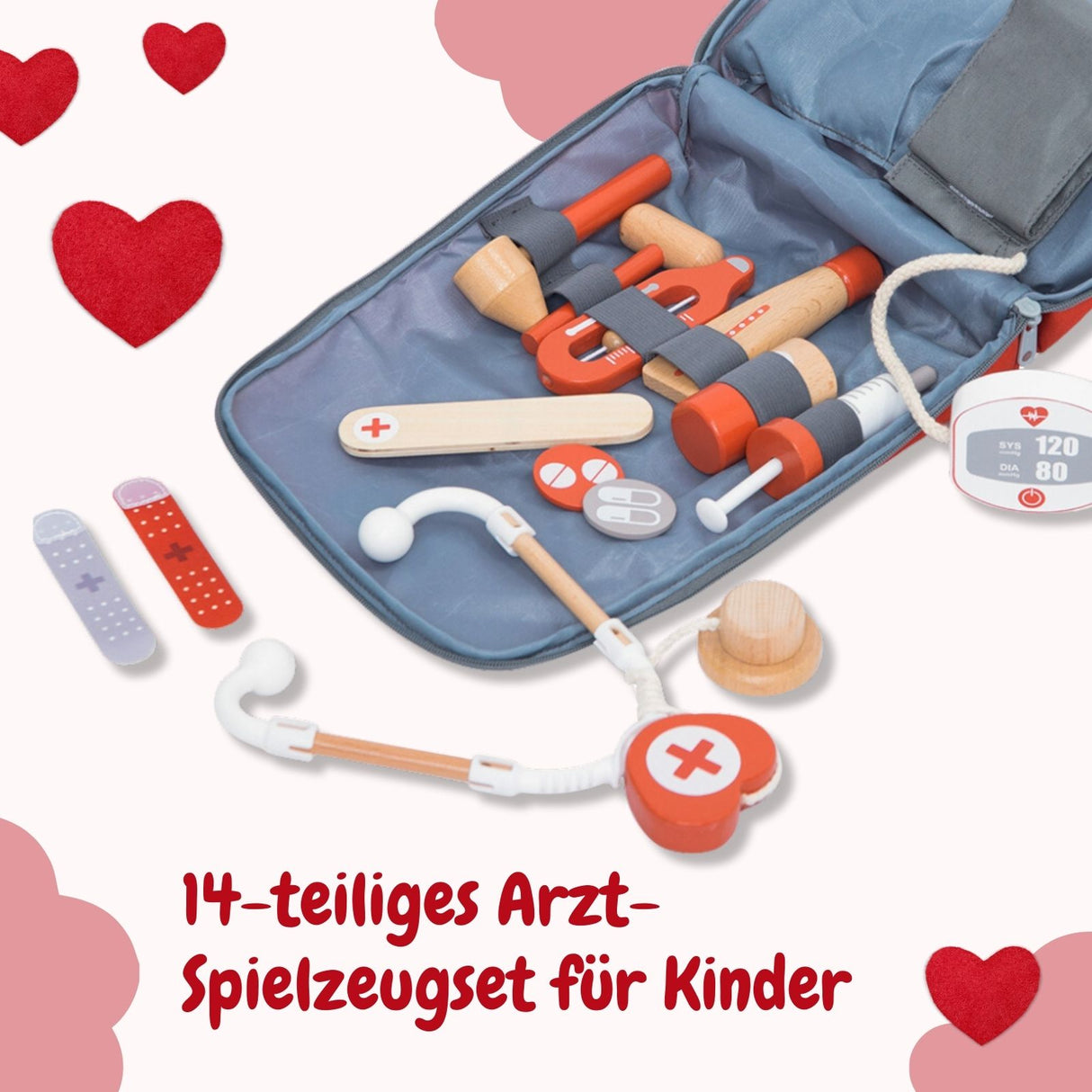 Arzt-Spielzeug-Set für Kinder Doktor-Set Holz-Kinderspielzeug Arztkoffer Doktorkoffer