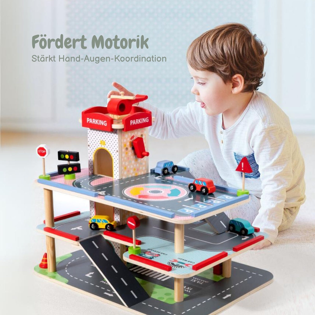 Holz-Parkhaus für Kinder Spielzeug Parkgarage Kinderspielzeug Spielgarage