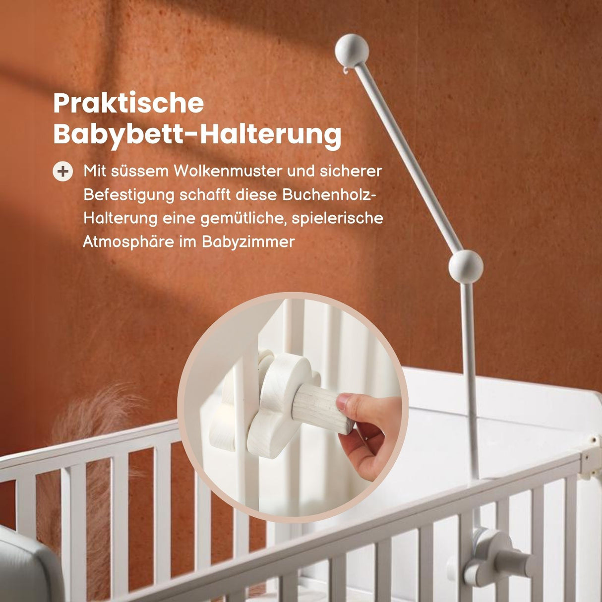 Mobile Halterung Babybett Wolken Glockenhalter Spieluhr Arm