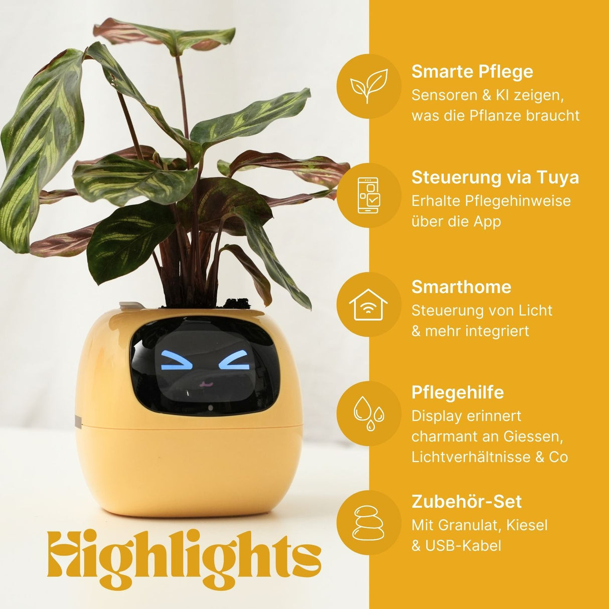 Elektronischer Blumentopf Smarter Blumentopf USB-Pflanzenübertopf Smart Plant Pot Ivy Smart Planter