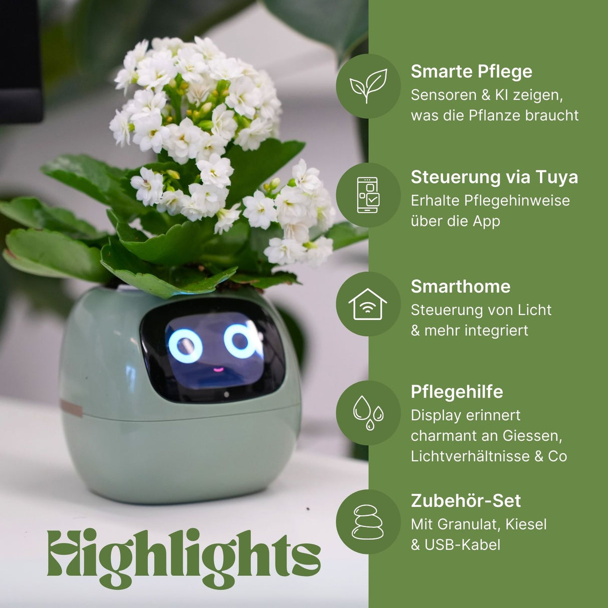 Smart Plant Pot Elektronischer Blumentopf USB-Pflanzenübertopf Smarter Blumentopf Ivy Smart Planter