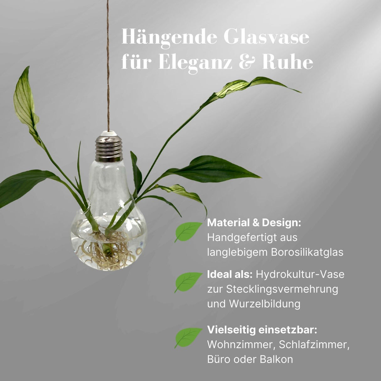 Hängende Glasvase Glühbirnenform Blumenvase Vase Dekoration