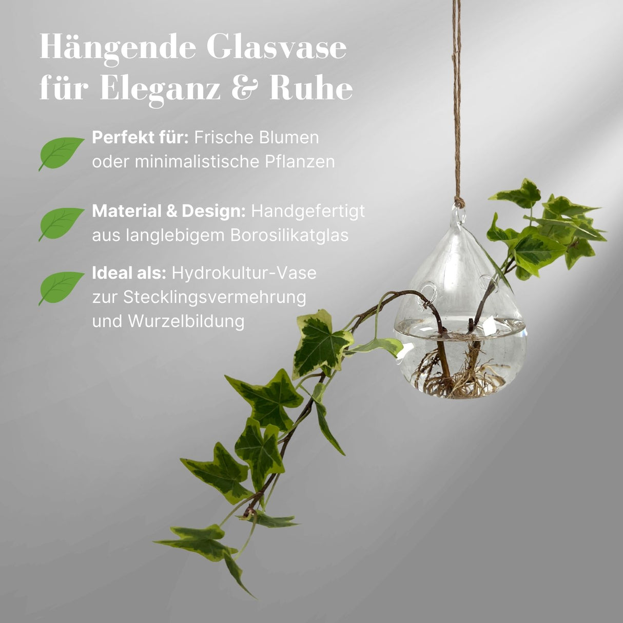 Hängende Glasvase Regentropfenform Blumenvase Vase Dekoration