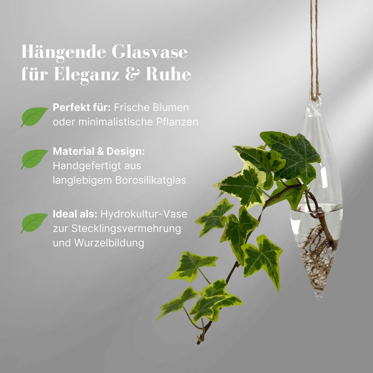 Hängende Glasvase Eiszapfenform Blumenvase Vase Dekoration