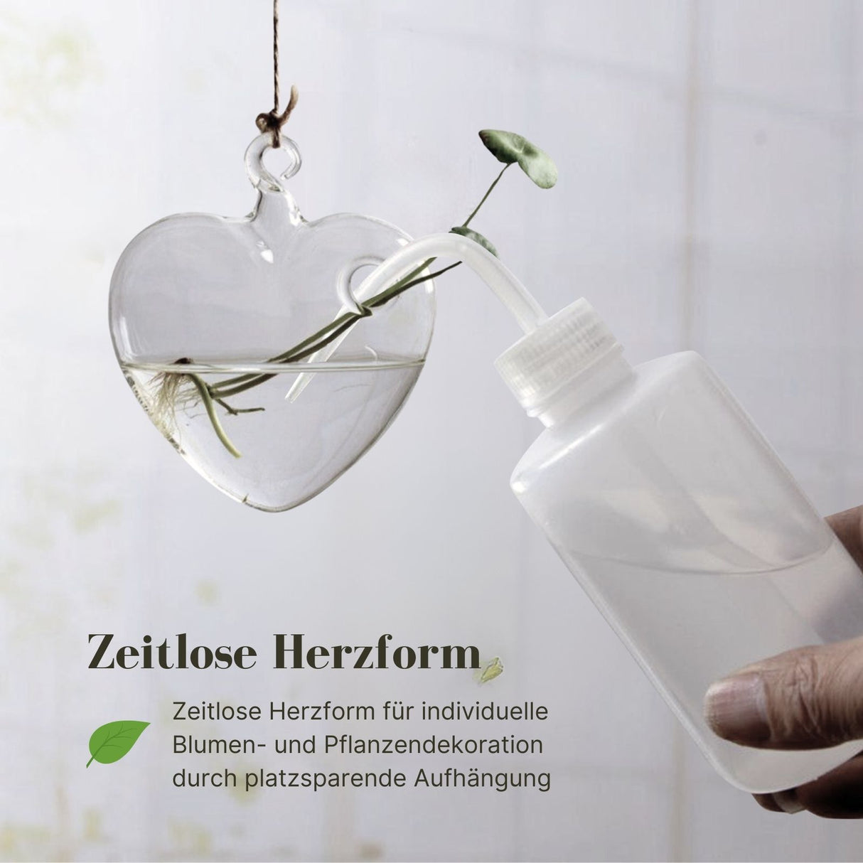 Hängende Glasvase Herzform Blumenvase Vase Dekoration