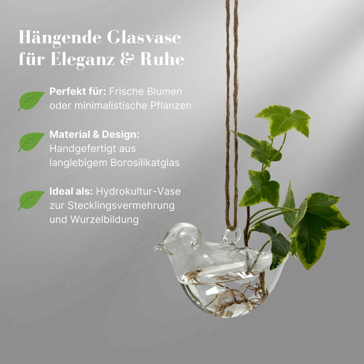 Hängende Glasvase Vogelform Blumenvase Vase Dekoration