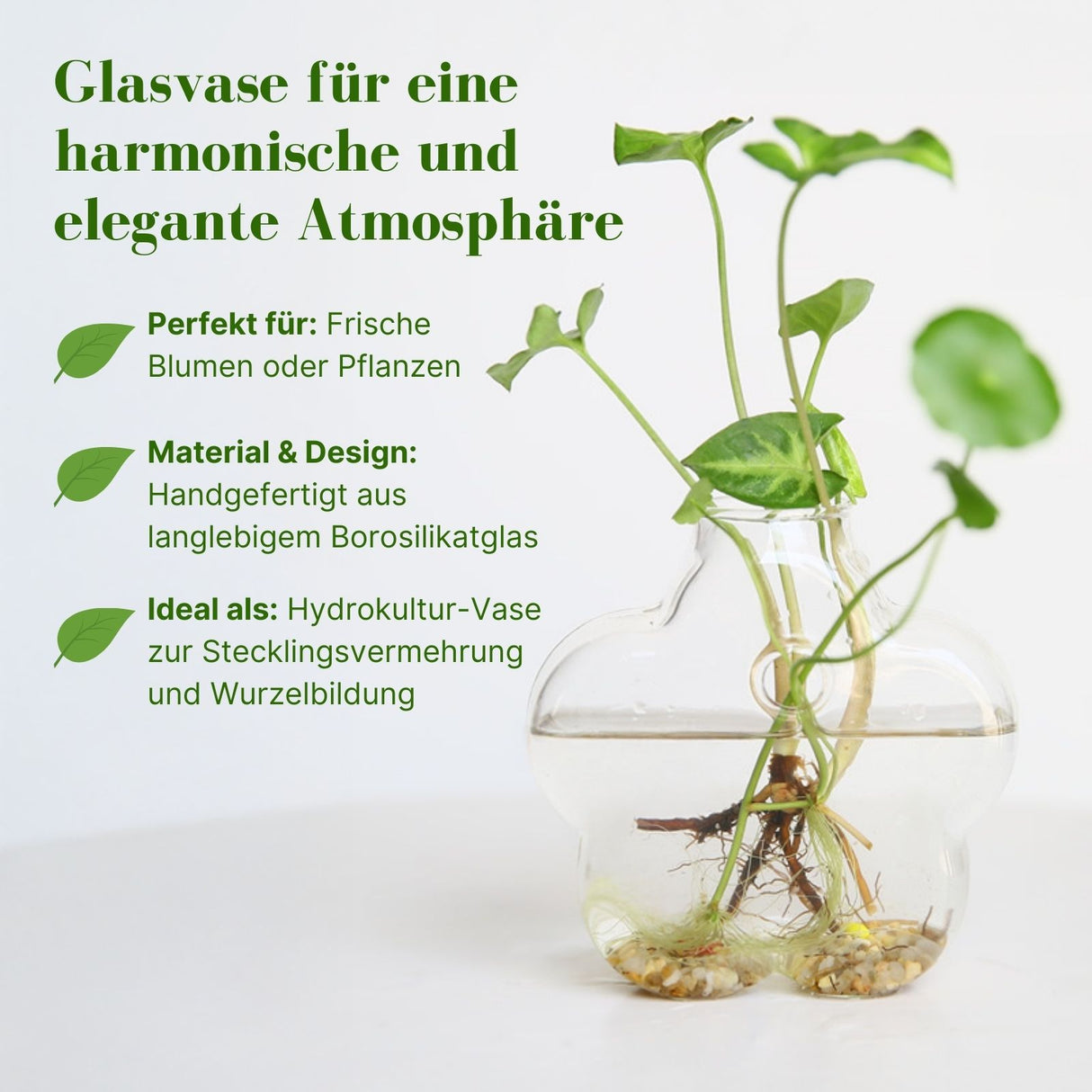 Stehende Glasvase Blütenform Blumenvase Vase Dekoration