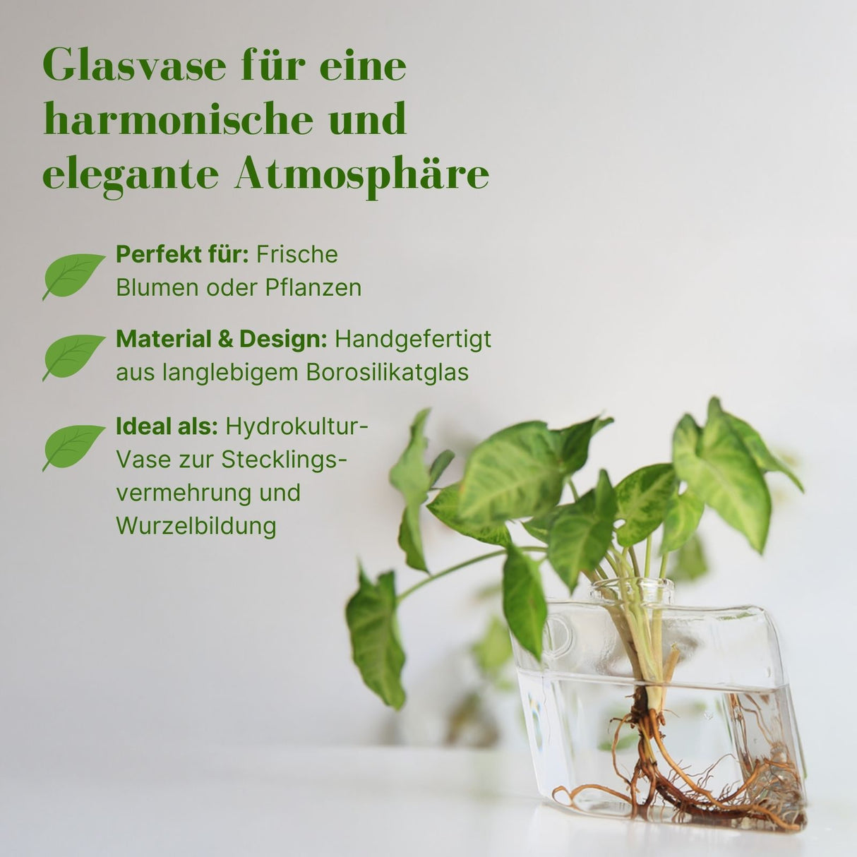 Stehende Glasvase schiefe Form Blumenvase Vase Dekoration