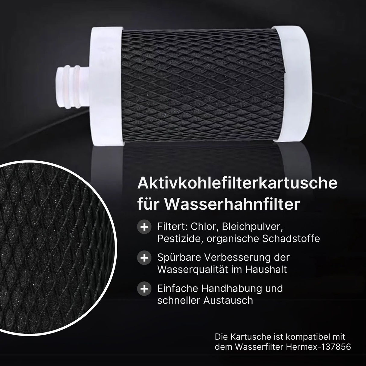 Aktivkohle-Filterkartusche Ersatzfilter für Wasserhahnfilter 137856