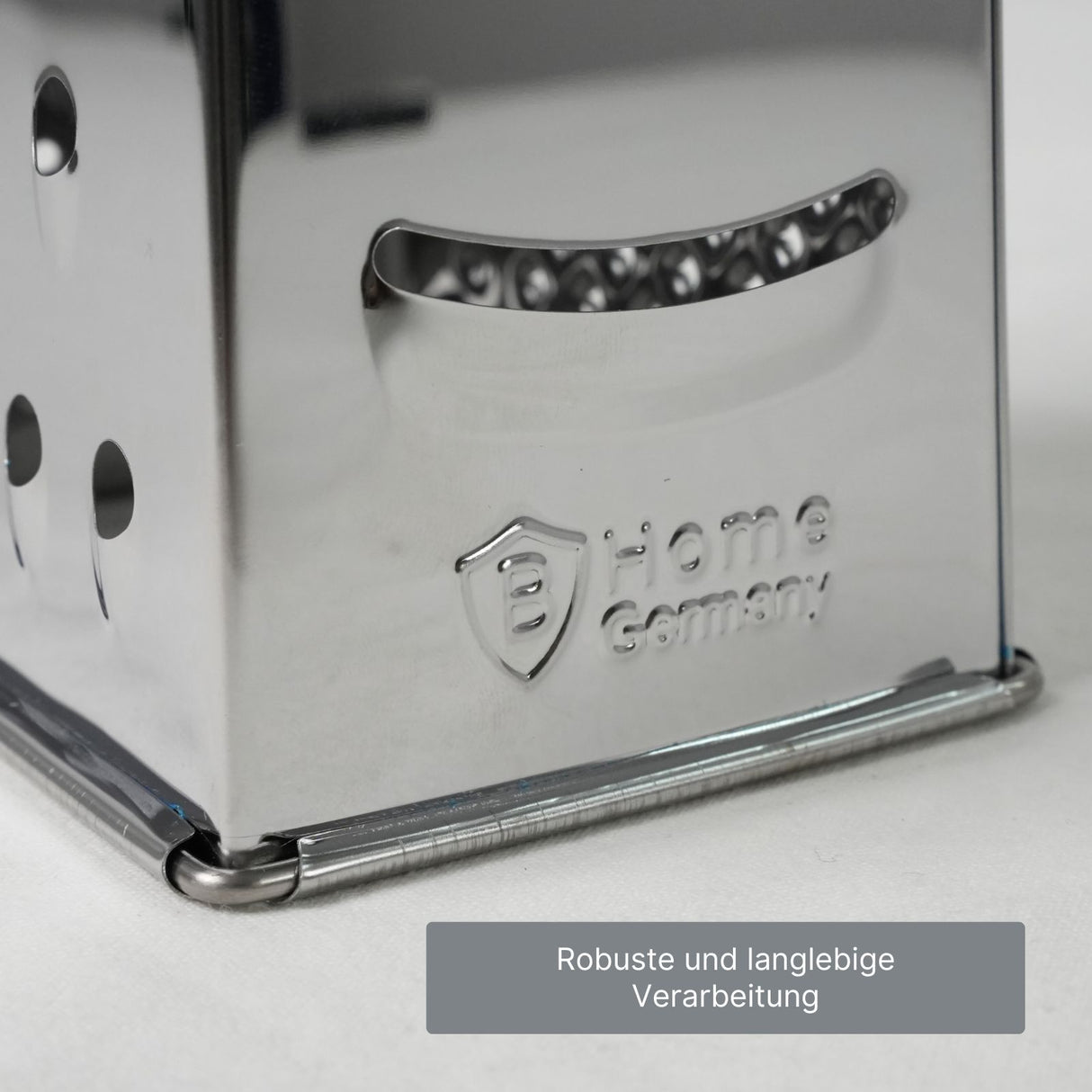 XL Edelstahl-Küchenreibe Reibe mit Griff Vierkantreibe Gemüsereibe