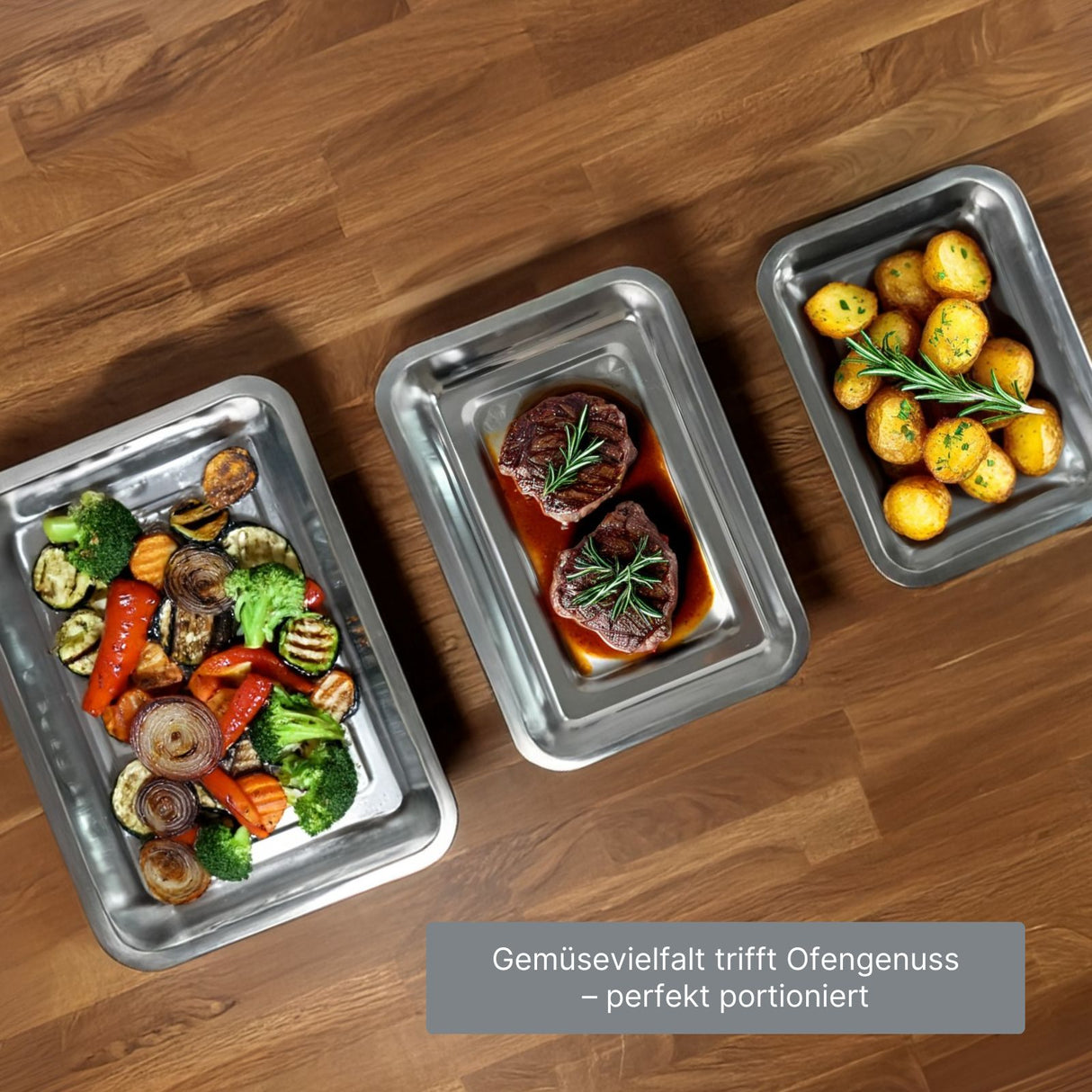 3-tlg. Backblech-Set Backform Ofenblech Backschale Bratform Grillblech