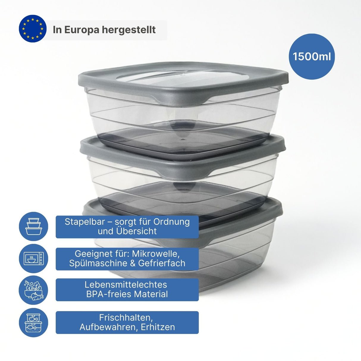 3er-Set Frischhaltedosen Meal-Prep-Vorratsdosen Aufbewahrungsdosen