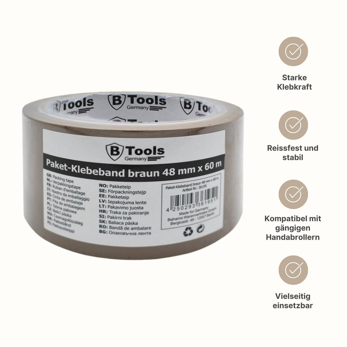 Paketklebeband 48mm x 60m Packband Kartonklebeband Abrollklebeband