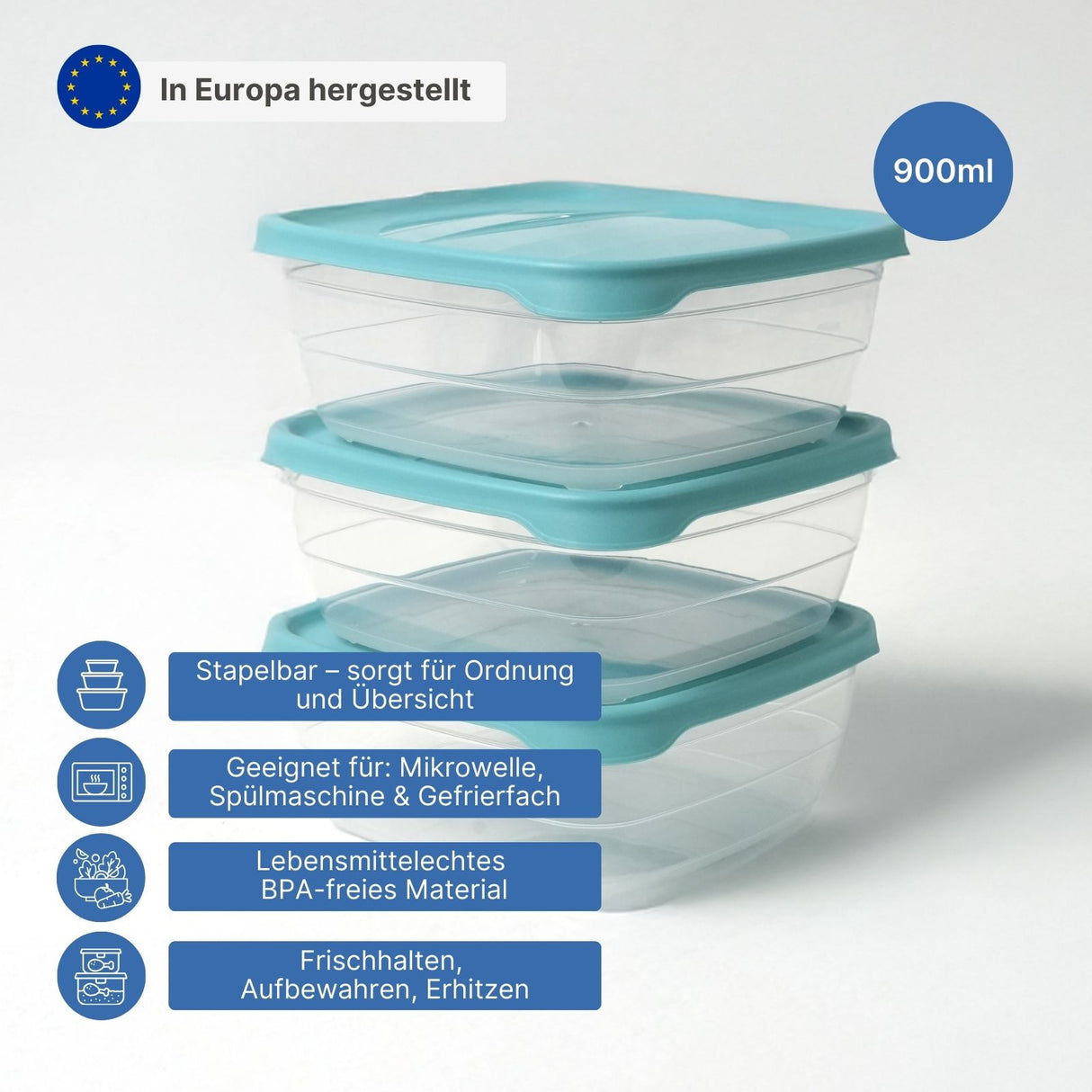 3er-Set Frischhaltedosen Dosen Aufbewahrungsdosen Meal-Prep-Boxen