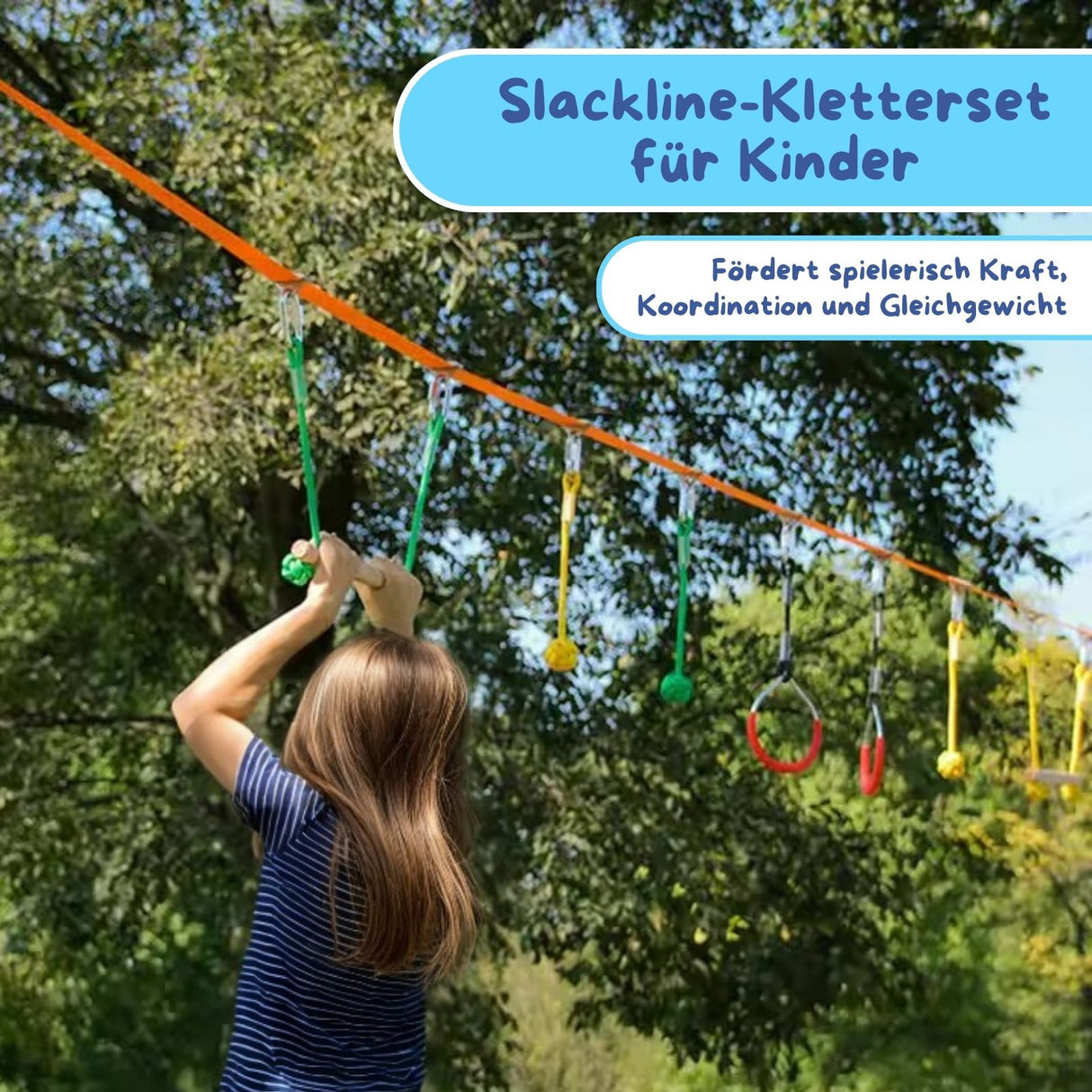 Slackline-Set für Kinder Kletterseil-Set Hangel-Set Hindernisparcours