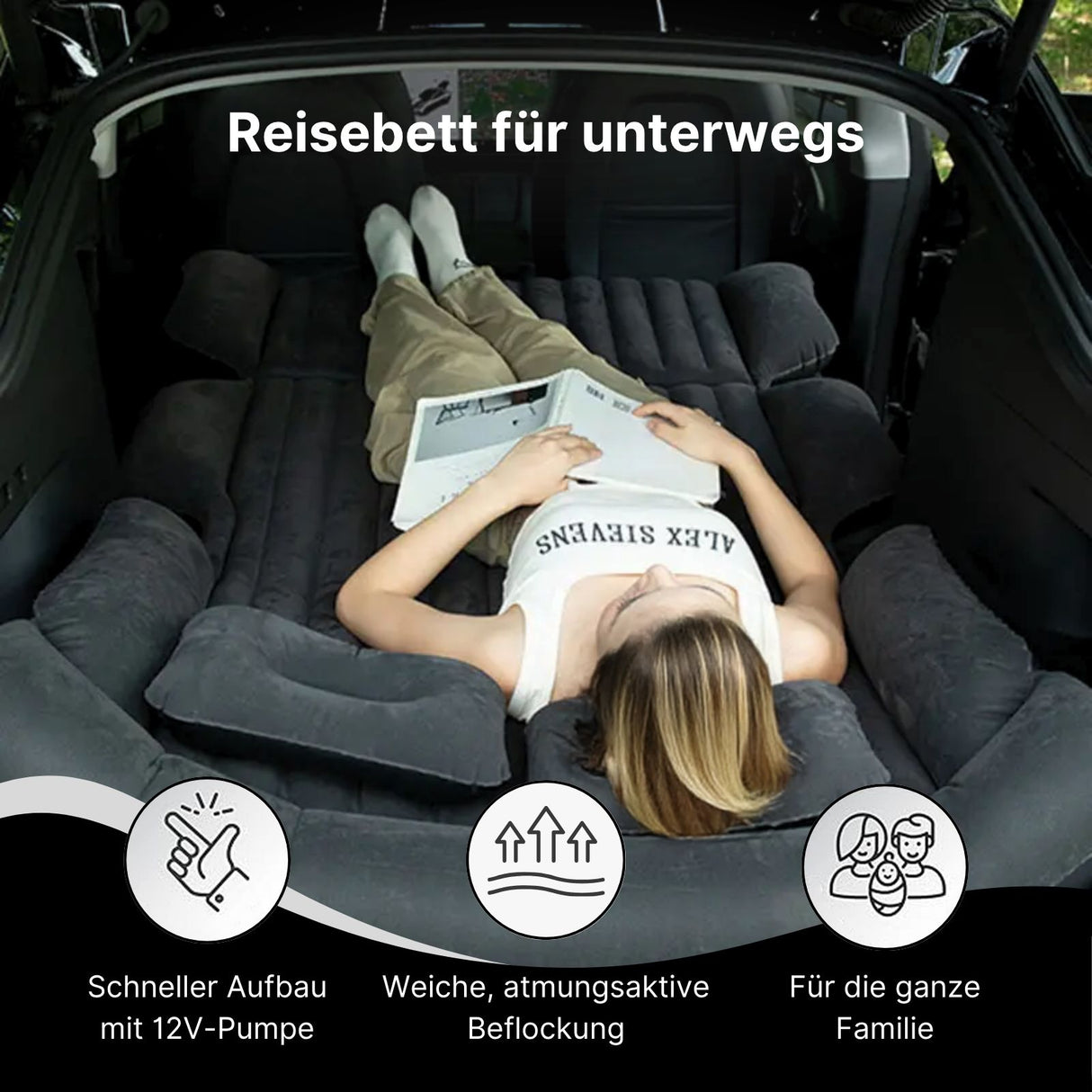 Luftbett Set für Autorücksitz Aufblasbares Auto-Bett Auto-Luftmatratze