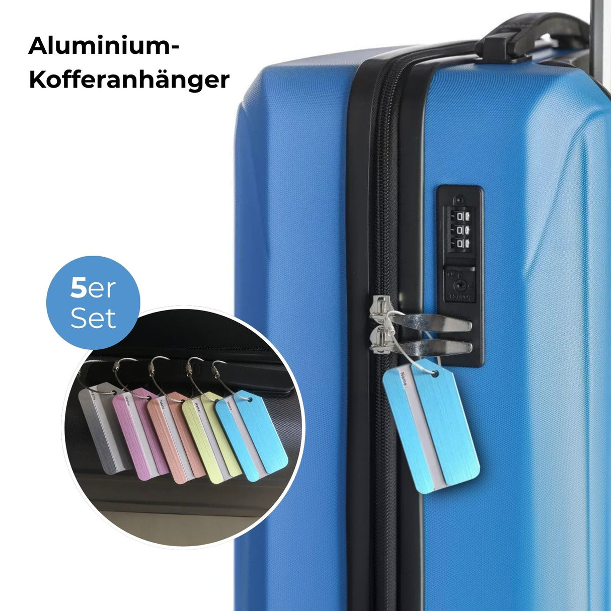 5er-Set Kofferanhänger Gepäckanhänger Koffer-Namensschild Kofferlabel