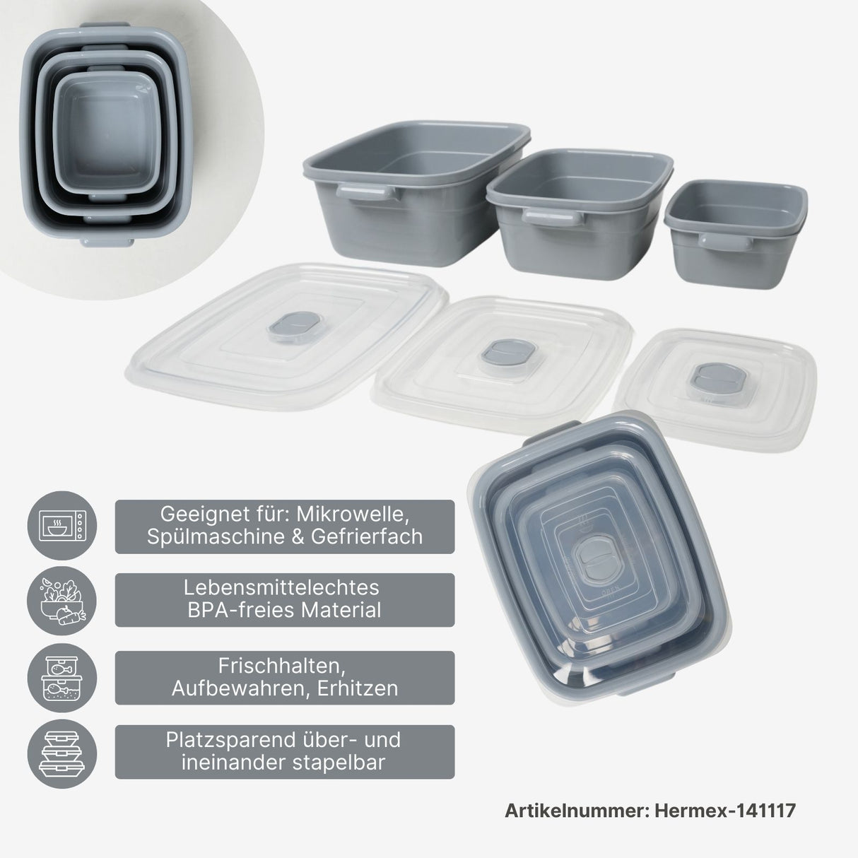 7er-Set Vorratsdosen Mikrowellendosen mit Mikrowellen-Becher Tasse