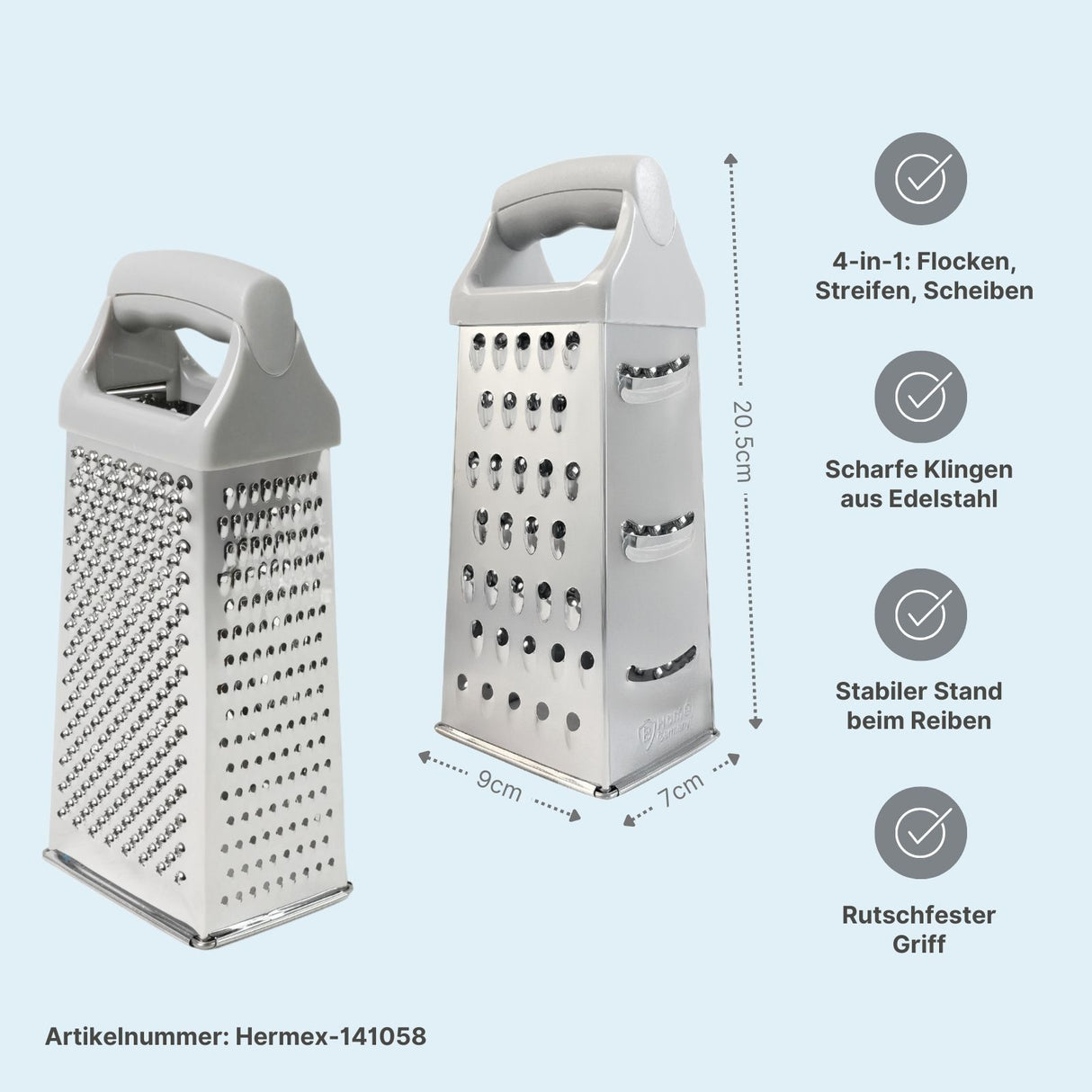 4er-Set Edelstahl-Küchenreiben L & XL Handreiben Gemüsereiben